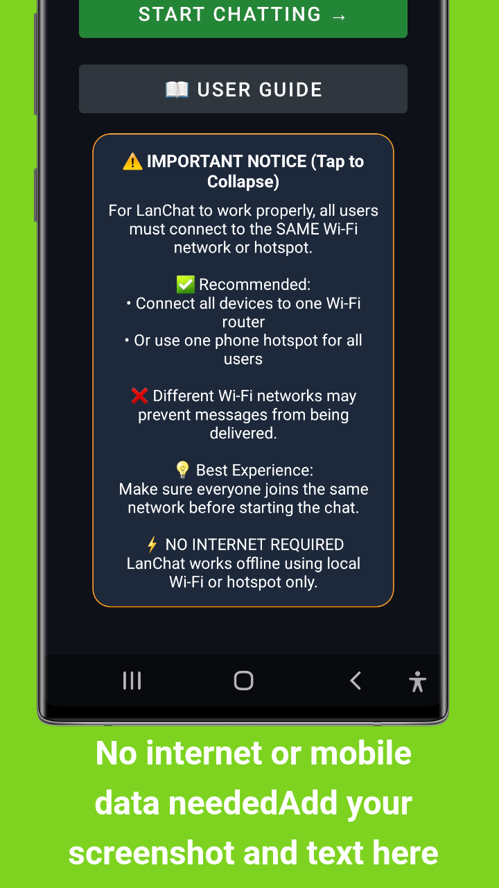 Important Notice - Connect to the same Wi-Fi network