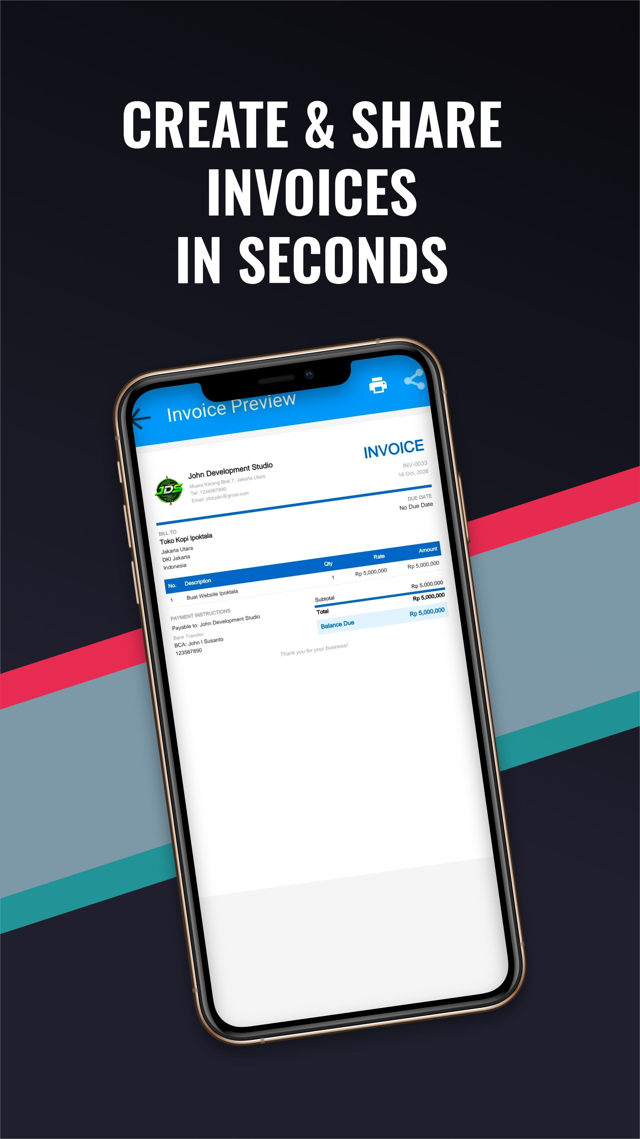 Invoice App Share PDF Screenshot